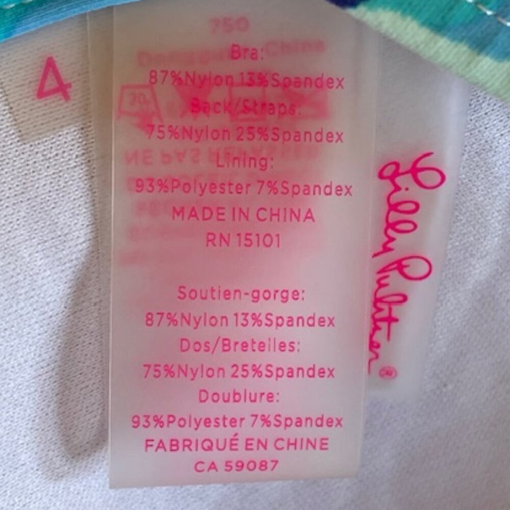 LILLY PULITZER Blossom Bikini Bra Underwear Top RN 15101 Turquoise Pink - Picture 5 of 13